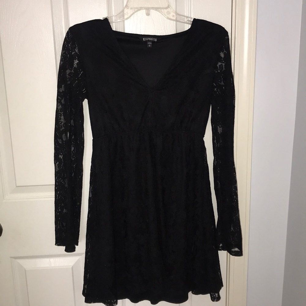 black long sleeve lace dress